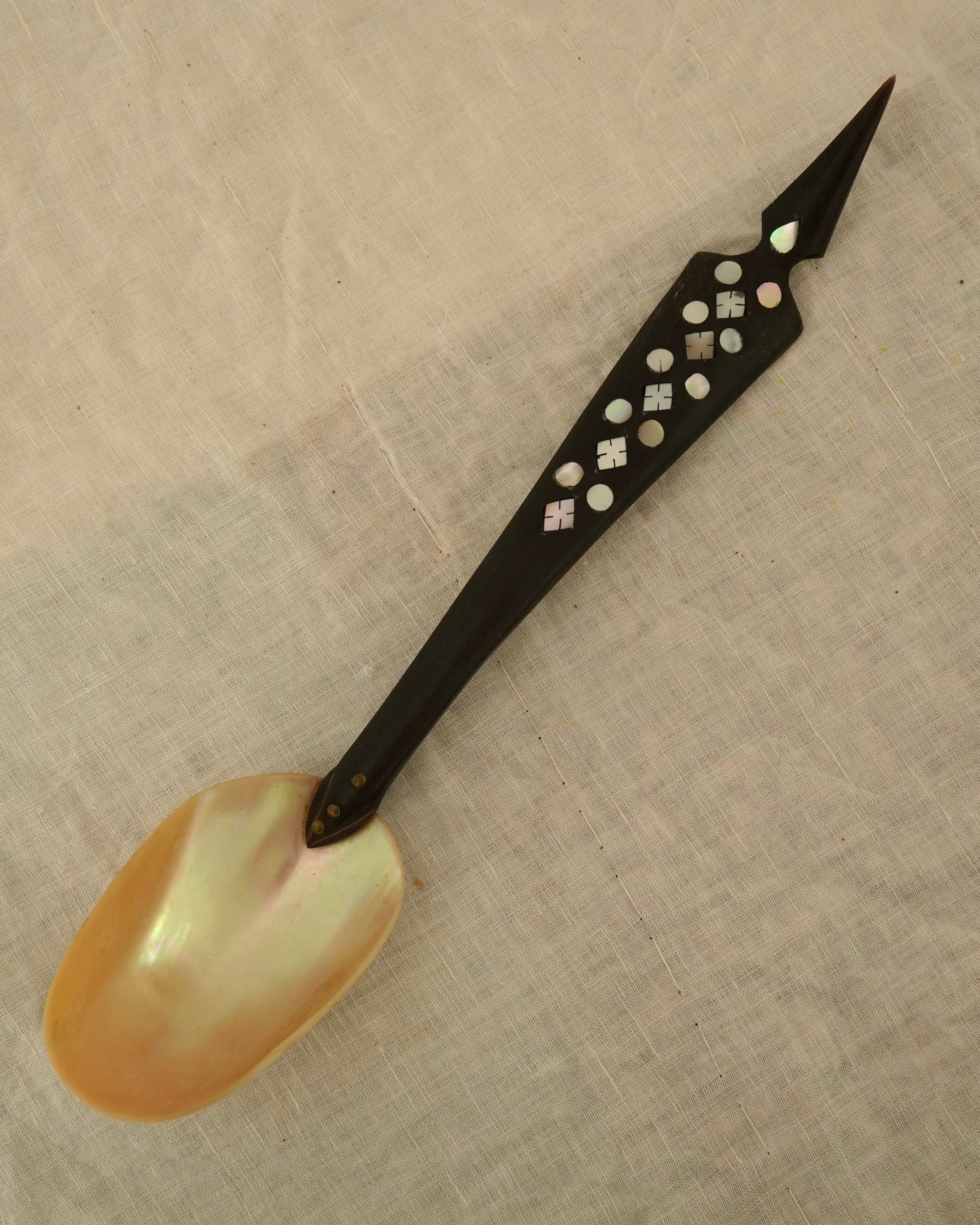 Mother of pearl inlay shell spoon