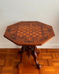 19th century english inlaid tilt-top octagonal chess table