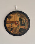 1950s japanese artwork on a round piece of wood