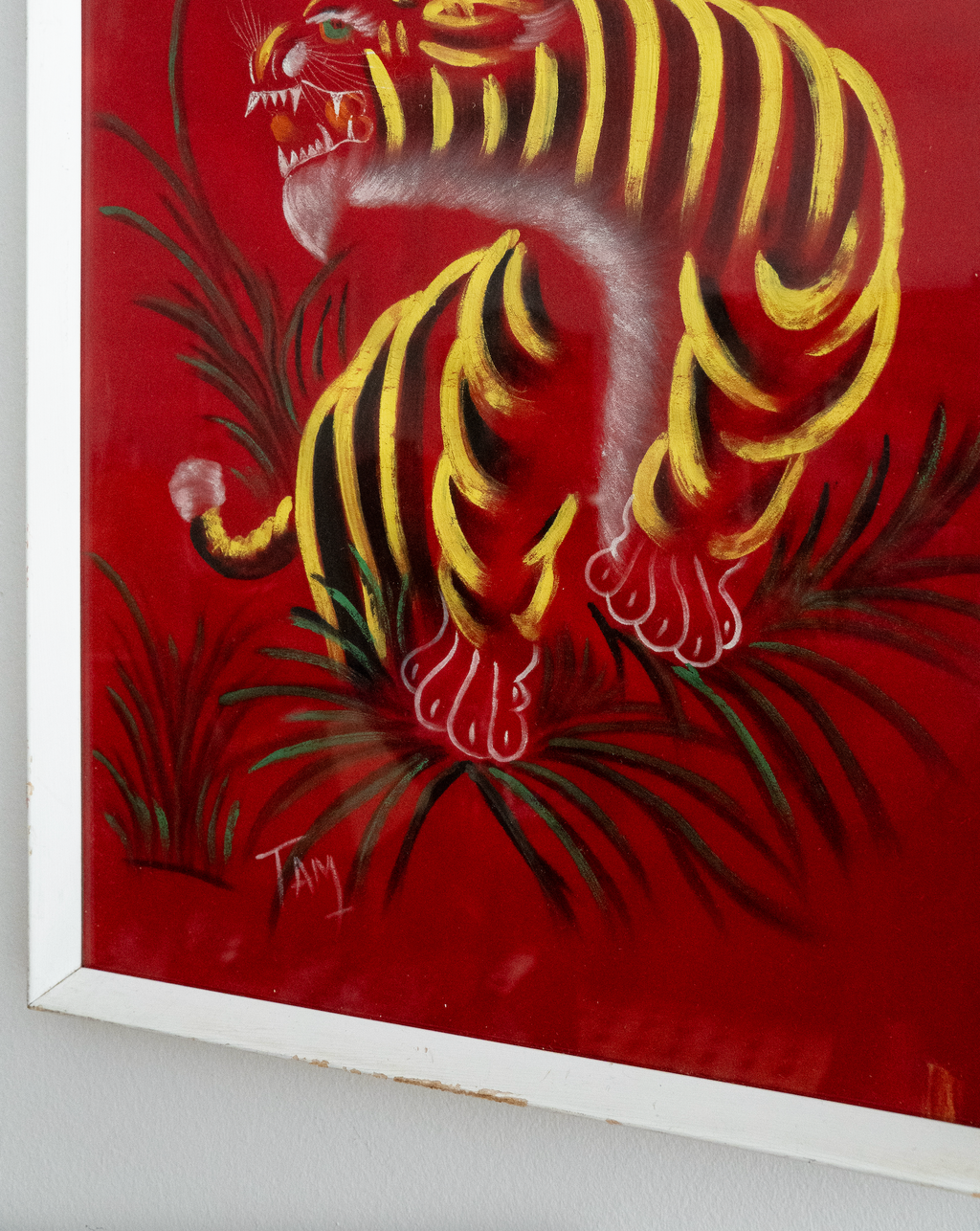 Framed red tiger artwork